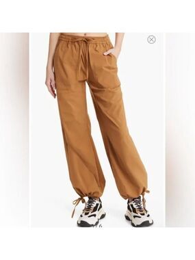 Open Edit Khaki/Tan Tie Hem Joggers Size XXS